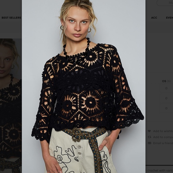 POL “ Stockholm “ POL Crochet Top in Various Weave Patterns Black 57 - Picture 1 of 6